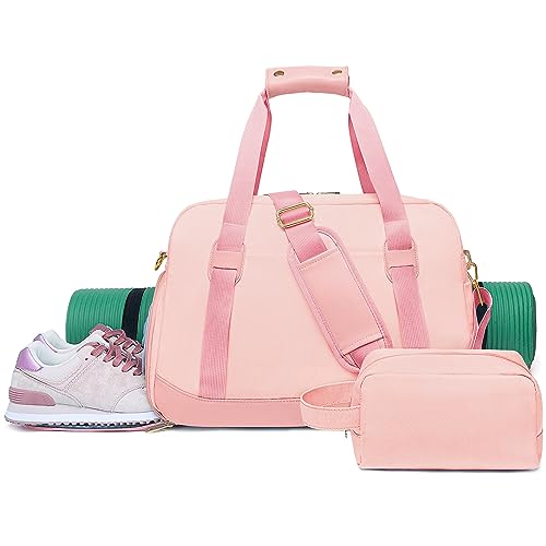 Sports Gym Bag for Women Sport Duffle Workout Bags with Shoe Compartment  Wet Pocket Small Womens Gym Bags Apink GymTravel