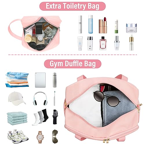 Sports Gym Bag for Women Sport Duffle Workout Bags with Shoe Compartment  Wet Pocket Small Womens Gym Bags Apink GymTravel