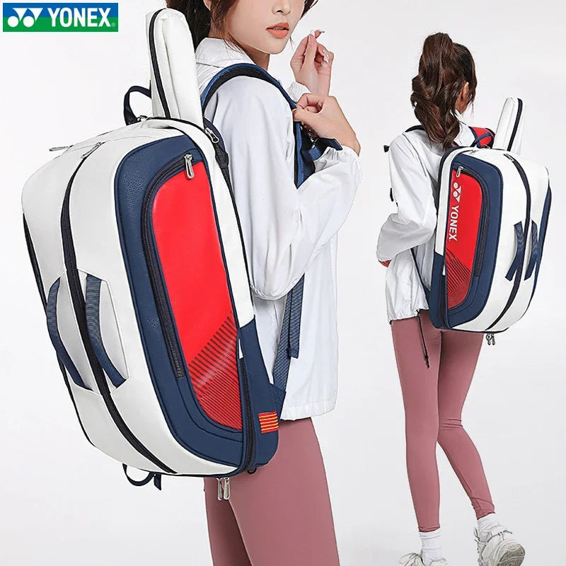 YONEX-Mochila Deportiva De Alta Calidad Para Raqueta De Bádminton, Bolso De Hombro De Cuero Para Tenis, 4-6 Piezas, Ajuste Multi