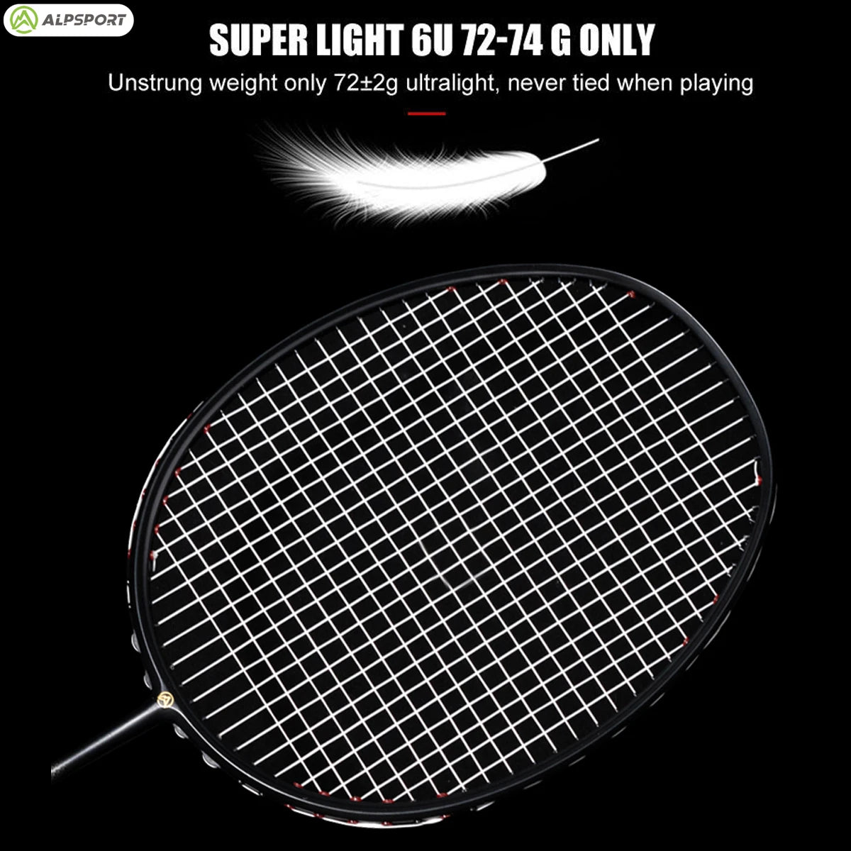 ALP XHP 2Pcs 100% Carbon Fiber Elastic 6U 72g 30Lbs Strung Racquet Offensive And Defensive Pro Badminton Racket With String Bag