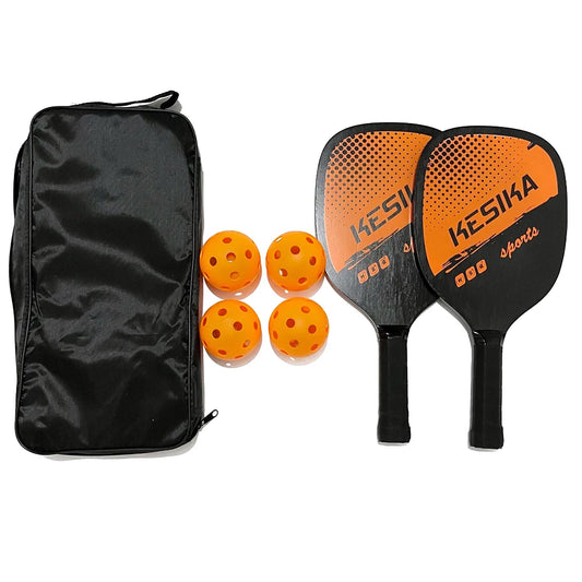 2pcs Pickle Paddles Rackets Set + 4 Balls Kits Portable Anti Slip Sports Racquet