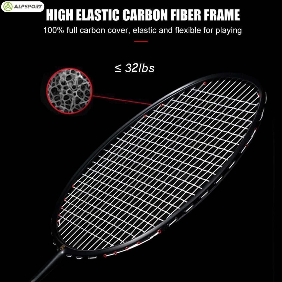 ALP XHP 2Pcs 100% Carbon Fiber Elastic 6U 72g 30Lbs Strung Racquet Offensive And Defensive Pro Badminton Racket With String Bag